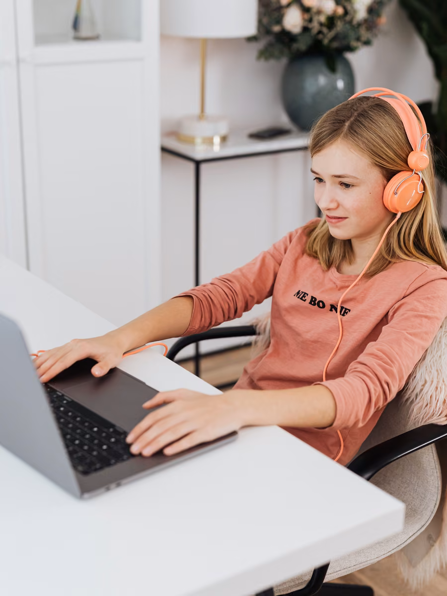 Young student enjoying learning